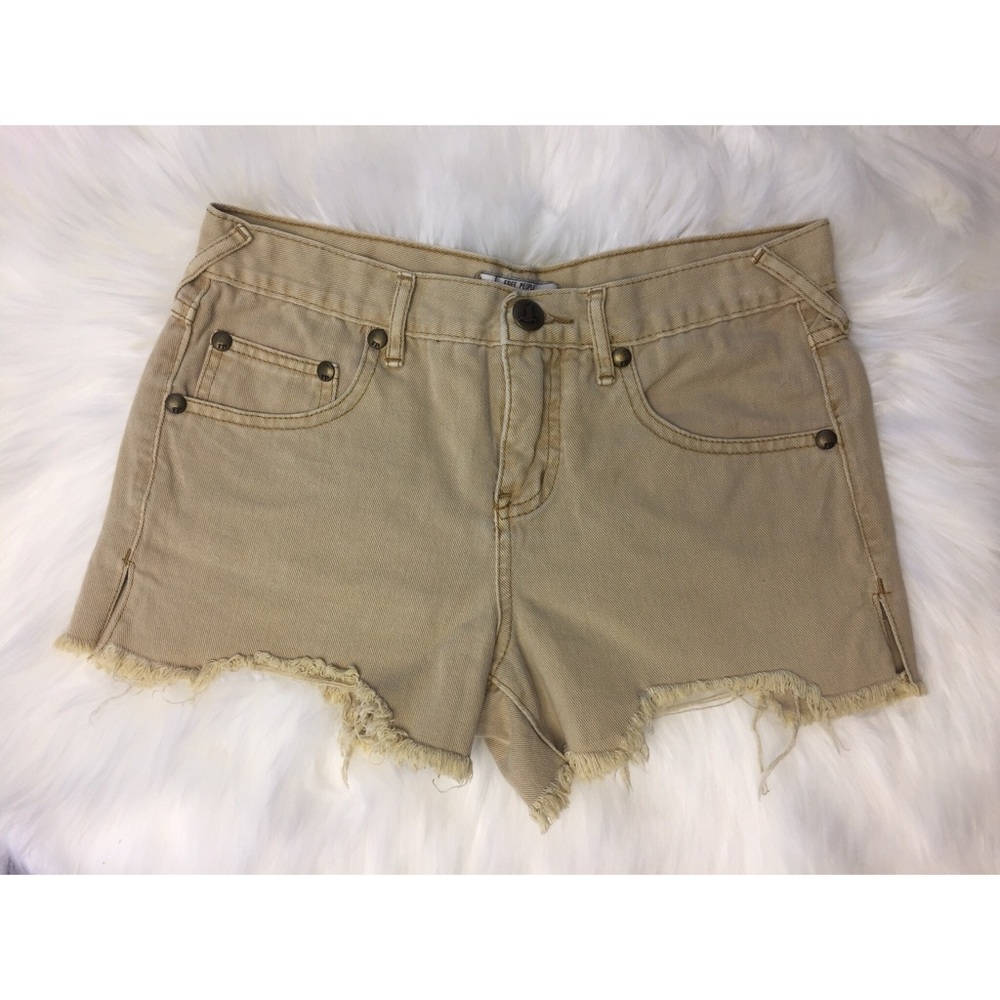Free People light wash denim cut off shorts